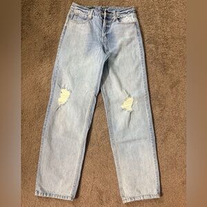 Wild Fable Light Blue Distressed High Rise Straight Leg Jeans